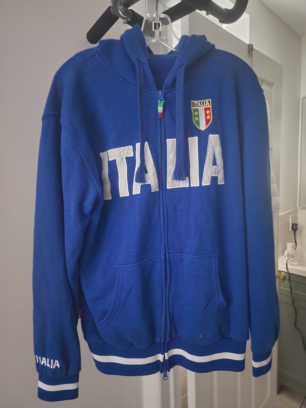 Italia Zip-Up Hoodie Sweater - Royal Blue